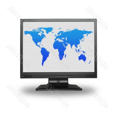 lcd screen with world map