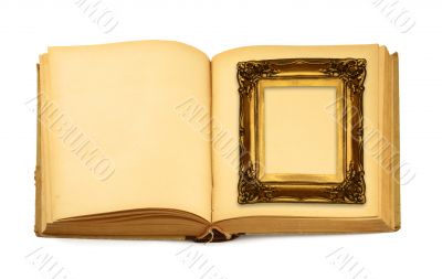 decorative frame lying on an open book
