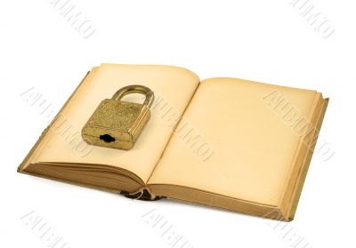 open old book with padlock