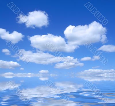 beautiful summer sky with water reflection