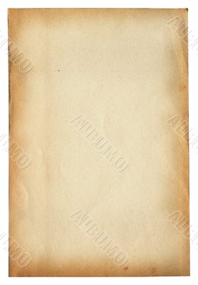 old paper page on white