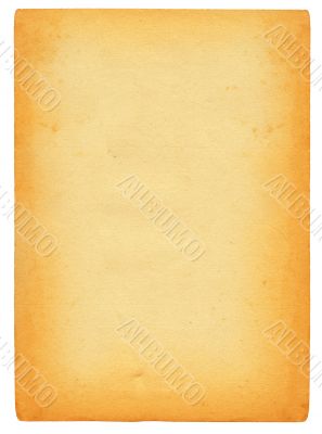 sheet of old stained paper isolated on pure white
