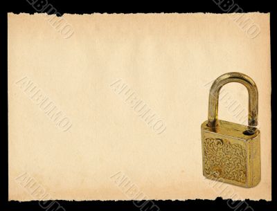 sheet of paper with old padlock motif