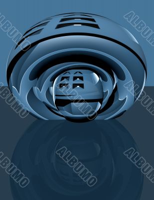 3d abstract techno blues