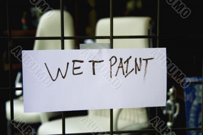 Wet paint sign