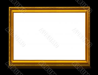 golden frame with reflection isolated on deep black