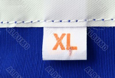 real macro of XL size clothing label
