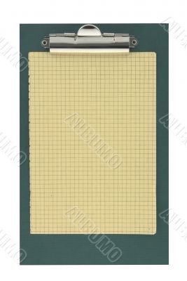 yellow squared paper stuck to a clipboard