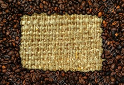 coffee frame with burlap copy space