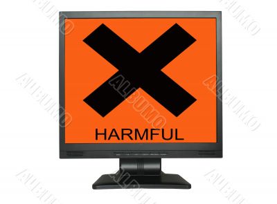 LCD screen with harmful sign