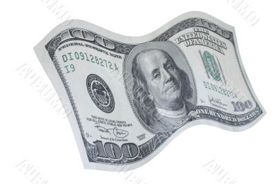 falling down 100 dollar note