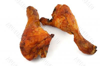 fried chicken legs on white background