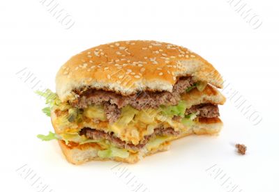 half-eaten delicious hamburger