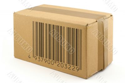 cardboard box with fake bar code