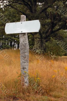 blank sign in rural field