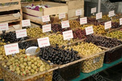 Different types of olives for sale