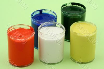 multicolored paint pots