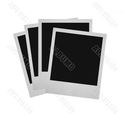 stack of photo frames against white