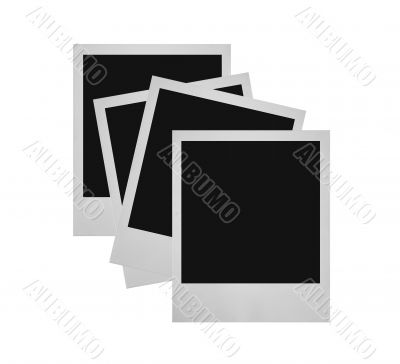 stack of photo frames against white