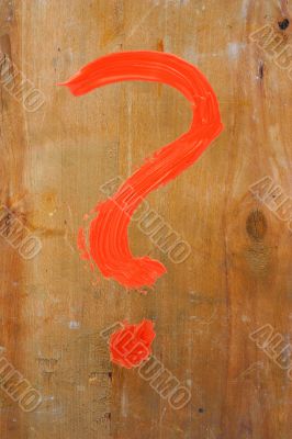 question mark painted on wood
