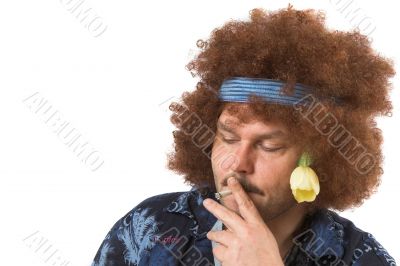 Hippie having a smoke