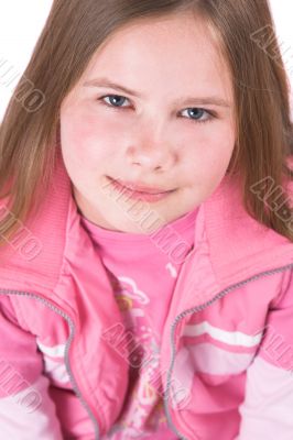 Pretty ten year old blond girl looking up