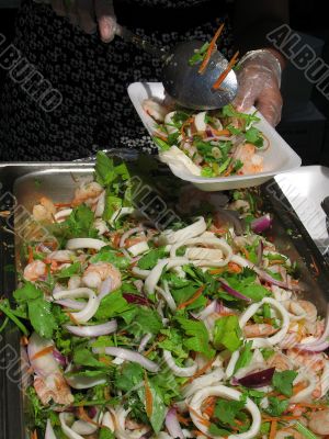 A serving of seafood salad A serving of seafood salad