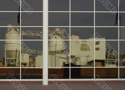 reflection of industrial works in city building