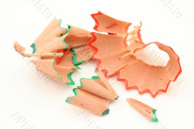 pencil shavings  on white