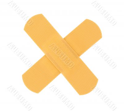 bandaid cross on pure white background