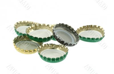 beer caps on white