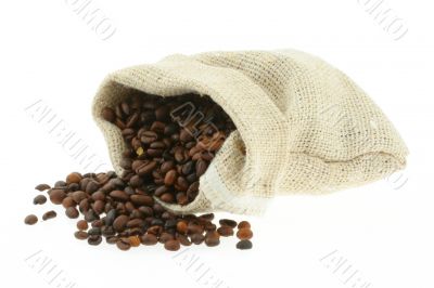 coffee in burlap sack
