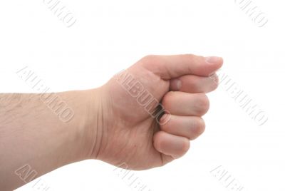 clenched fist - pure white background
