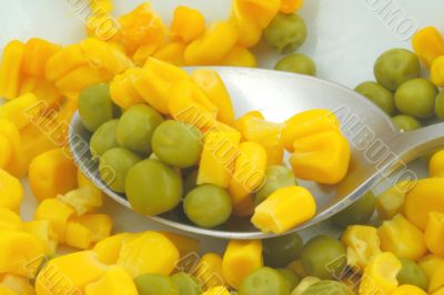 green peas and sweetcorn macro