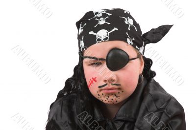 Ten year old girl dressed up as pirate