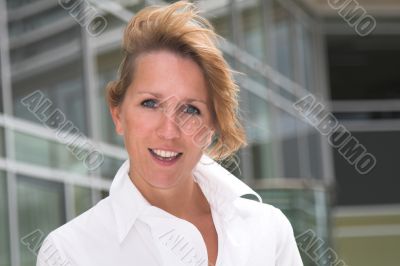 Pretty businesswoman outdoors