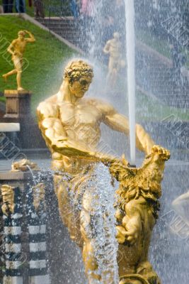 Samson and the Lion Fountain, Peterhof, Russia