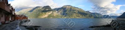 Panoramic view of Sogne Fjord Norway.