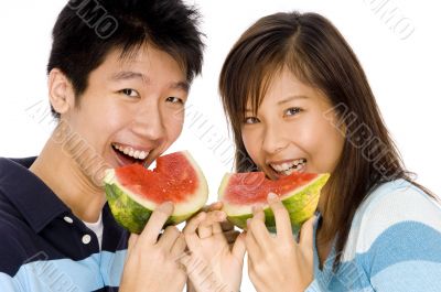 Enjoying Watermelon Enjoying Watermelon