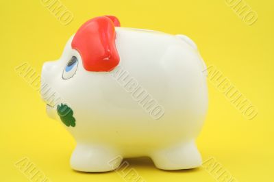 piggy bank on yellow background
