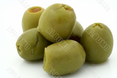 real macro of a few olives