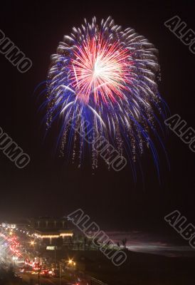 Firework over the ocean Firework over the ocean