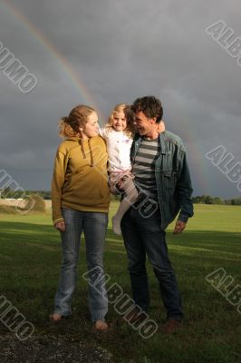 family and rainbow