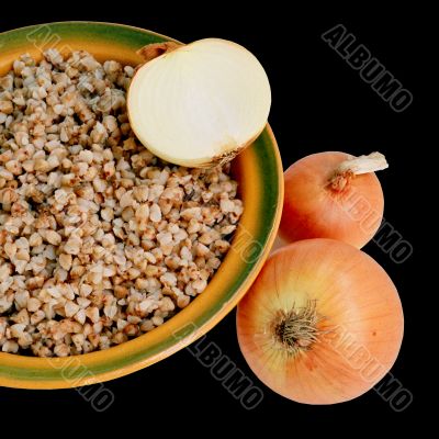 buckwheat  porridge and onion