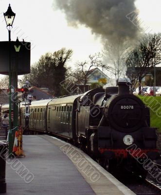 Heritage steam train coming into station