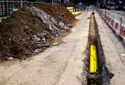 Yellow gas pipe in duct