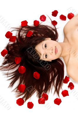 Girl and Rose Petals