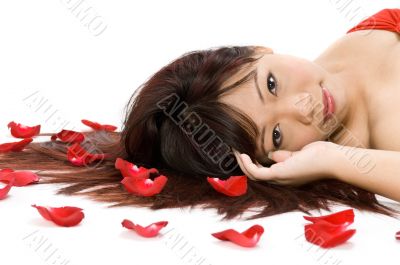 Girl and Rose Petals