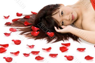 Girl and Rose Petals