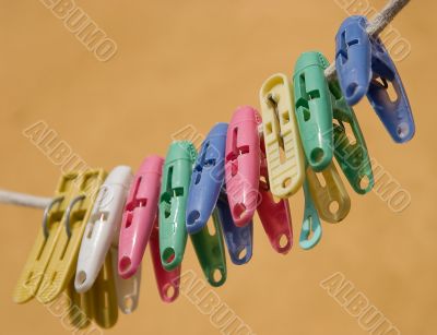 Clothespins on a cord